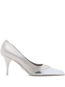 Satin And Metallic Silver Leather Pumps Prada