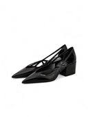 Black Leather Cut-Out Pumps 55 Prada