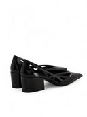 Black Leather Cut-Out Pumps 55 Prada