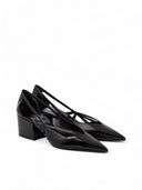 Black Leather Cut-Out Pumps 55 Prada