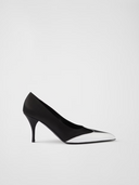 Black Satin And Metallic Silver Leather Pumps Prada
