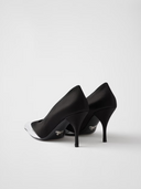 Black Satin And Metallic Silver Leather Pumps Prada