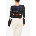 Jacquard Cotton Blend Crop Sweater