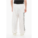 Elastic Waistbanded Wide Leg Pants with Embroidered Logo
