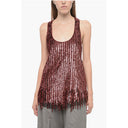 Sequined and Chenille Thank Top with Fringed Hem
