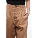 Flannel Loose-fit Pants with Turn-ups