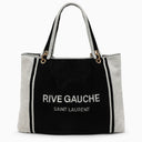 Saint Laurent Rive Gauche tote in black and white terry cloth