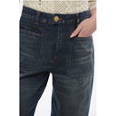4-Pocketed Flared Fit Denims with Jewel Button