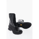 Leather Combat Boots With Vibram Sole