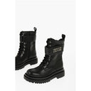 JEANS COUTURE Faux Leather DREW Combat Boots with Metal Logo