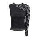 One-shoulder lace and rhinestone Top Self-Portrait