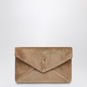 Saint Laurent Cassandre large envelope pouch in gold suede