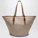 Saint Laurent Desert-coloured shoulder bag in canvas and leather
