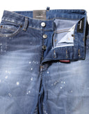 Blue Washed Cotton Mid Waist Straight Jeans Dsquared²