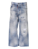 Blue Washed High Waist Wide Leg Jeans Dsquared²