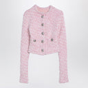 Balenciaga Pink cotton blend tweed cropped cardigan