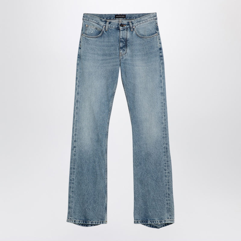 Balenciaga Hellblaue Jeans mit ausgefranstem Saum