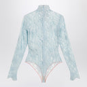 Valentino Light blue-grey floral lace bodysuit