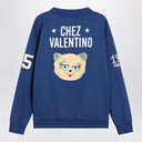 Valentino Blue sweatshirt with V and Le Chat de la Maison embroidery
