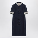 Valentino Indigo blue dress with macramé trim