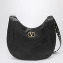 Bolso hobo mediano Valentino Garavani en napa negra con diseño de espiga