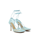 Blue Fabric And Leather Sandal
