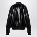 Balenciaga Black leather ostrich-effect bomber jacket