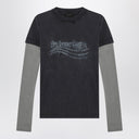 Balenciaga Washed black T-shirt with double sleeves “Washed Crayon Political”