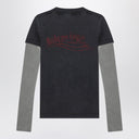 Balenciaga Washed black T-shirt with double sleeves “Washed Crayon Political”