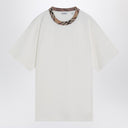Burberry White cotton T-shirt with Check finishes