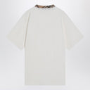 Burberry White cotton T-shirt with Check finishes