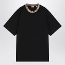 Burberry Black cotton T-shirt with Check finishes