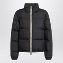 Burberry Black zip-up puffer jacket with Check detail