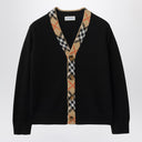 Burberry Black cardigan with Check motif trims