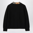 Burberry Black cardigan with Check motif trims