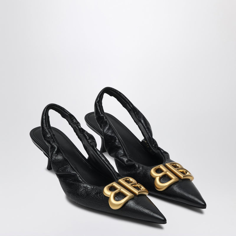 Balenciaga Monaco schwarze Slingbacks mit Logo
