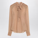 Saint Laurent Beige polka dot blouse in silk blend