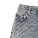 Logo Print Denim Skirt Balenciaga