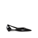 Brushed Leather Cut-Out Ballerina Flats Prada