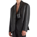 Single-Breasted Leather Jacket Prada