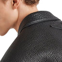 Single-Breasted Leather Jacket Prada