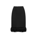 Feathers Trim Silk Skirt Saint Laurent