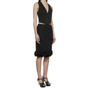 Feathers Trim Silk Skirt Saint Laurent