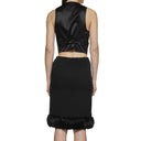 Feathers Trim Silk Skirt Saint Laurent