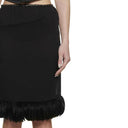 Feathers Trim Silk Skirt Saint Laurent
