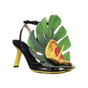 Petal Monstera Leather Sandals Loewe