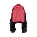 Faux Fur Trimmed Leather Cape Jacket Maison Margiela