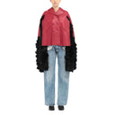 Faux Fur Trimmed Leather Cape Jacket Maison Margiela