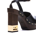 Decorative Heel Leather Pumps Fendi