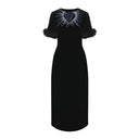 Fur Trim Velvet Midi Dress Fendi
